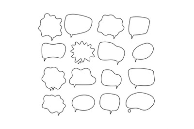 Linear speech bubbles. Scribe round shapes for comic magazine bubble t