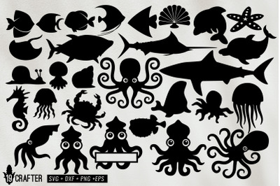cute squid, octopus and sea animals friend svg bundle