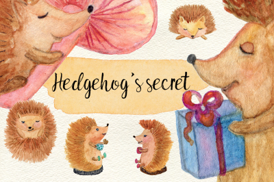 Watercolor hedgehog's secret