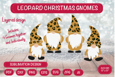 Leopard Christmas Gnomes. Gnome SVG.