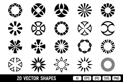 20 abstract geometric circular shapes