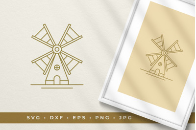 Old windmill hand drawn line art graphic style vector illustration pri