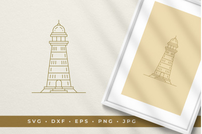 Lighthouse hand drawn line art graphic style vector illustration print