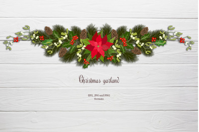 Garland with poinsettia