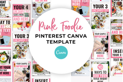 Pink Foodie Pinterest Canva Template