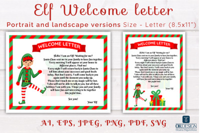 Elf letter SVG. Elf Welcome letter Printable. EPS, PDF, PNG files.