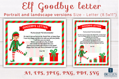 Elf letter SVG. Elf Goodbye  letter Printable. EPS, PDF, PNG files.