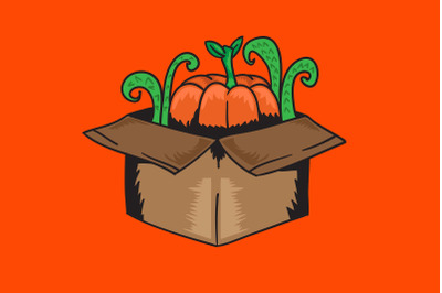 Halloween Icon with Pumpkin in a box