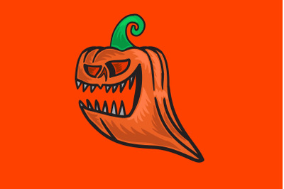 Halloween Icon with Pumpkin Ghost