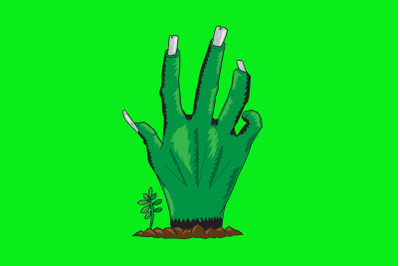 Halloween Icon with green Zombie hand