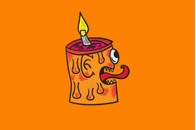 Halloween icon with Zombie yellow candle