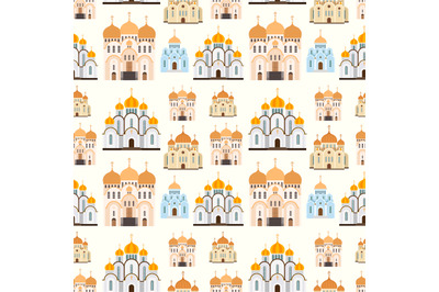 Orthodox churches seamless pattern background vector building