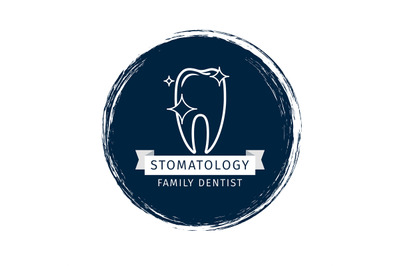 Vector dental logo design. Grunge label for stomatology clinic