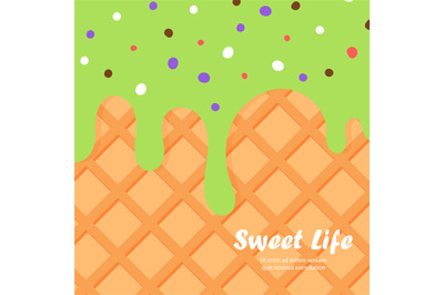 Ice cream and wafer background