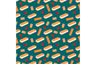 Wafers and strawberry seamless pattern