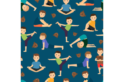 Cute boys yoga training pattern