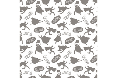 Delivery couriers silhouettes seamless pattern