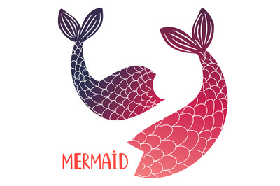 Mermaid tails vector isolated on white background