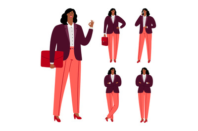 Modern afro american businesswoman vector character design