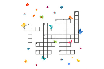 Crossword template with butterflies