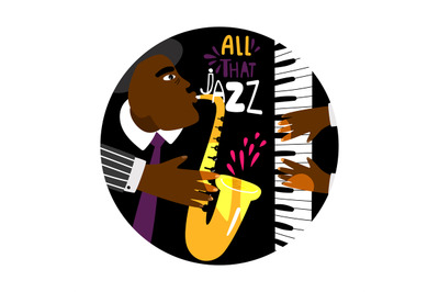 Jazz piano round banner