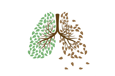 Healthy and unhealthy lungs concept