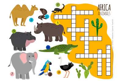 African animals crossword