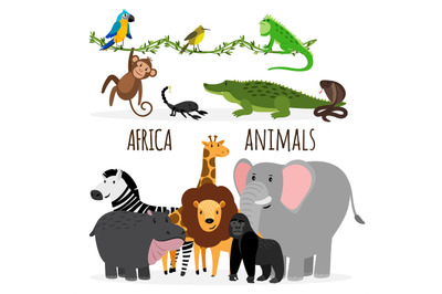 Cartoon exotic Africa animals