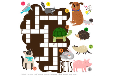 Cartoon character pets kids crossword