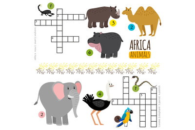 African animals mini crosswords