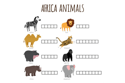 Word game for kids how named african animals vector illustration