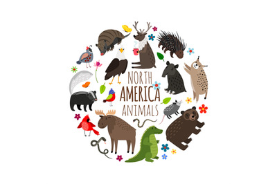 Cartoon animals of America banner