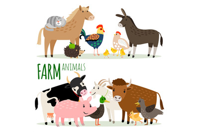 Farm animals cartoon characters