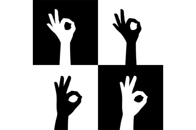 OK sign silhouette hands icons