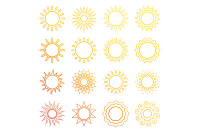 Orange line sun icons