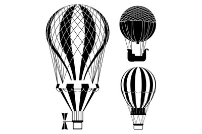 Classic hot air balloons or aerostats vector set