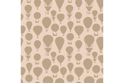 Hot air balloons silhouettes vintage seamless pattern