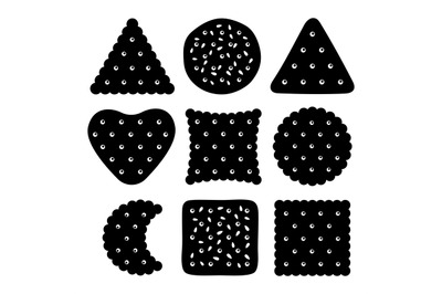 Vector buscuits and cookies set black white