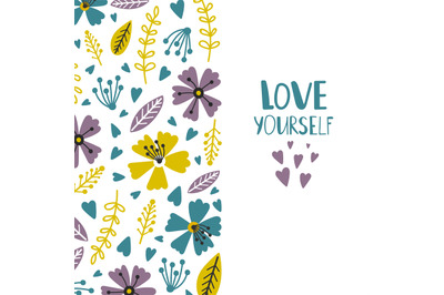 Love yourself banner or card vector template