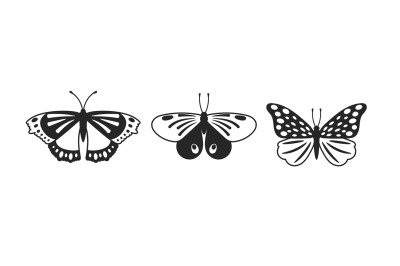 Butterflies vector glyph illustrations set