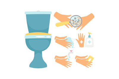 Hygiene after toilette vector illustration, flat design