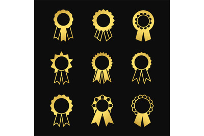 Award ribbons golden icons vector of set