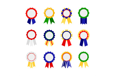 Awards ribbons icons. Good grades ribbon colorful rewards vector set