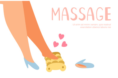 Bare feet massage vector background. Foot massager illustration