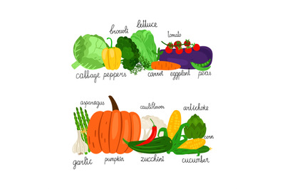 Cartoon vegetables collection vector. Fresh food market isolated on wh