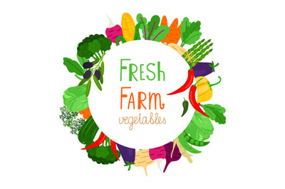 Fresh farm vegetables vector banner design isolated