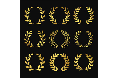 Gold wreaths. Wreath silhouettes vector isolated on black background