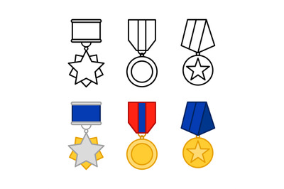 Medals vector set. Awards isolated on white background