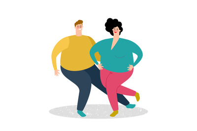 Plump dancing couple