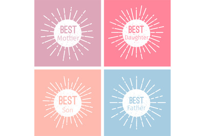 Label vector set. Emblem or tag for best family with grunge effect